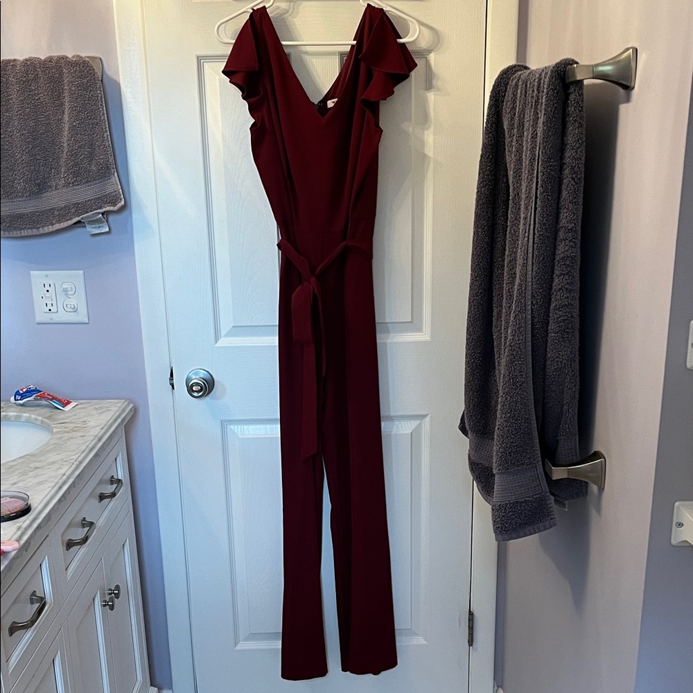 White House Black Market Women’s Dark Red Jumpsuit - Size 10